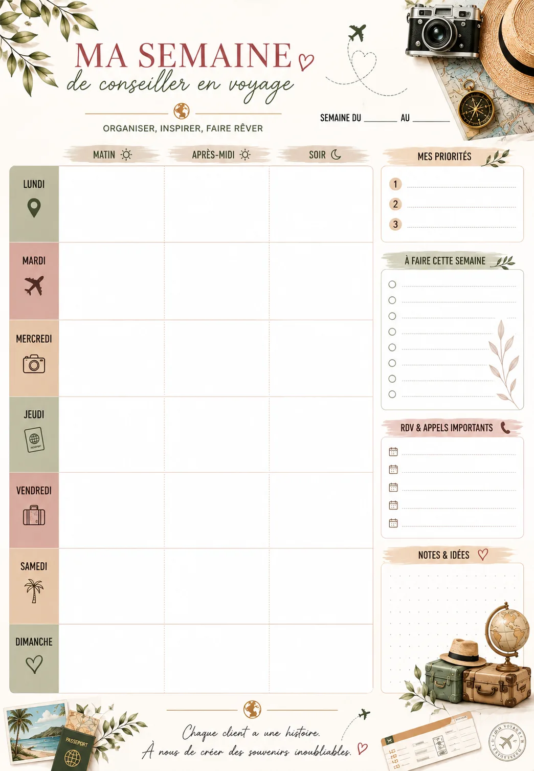 Agenda hebdomadaire